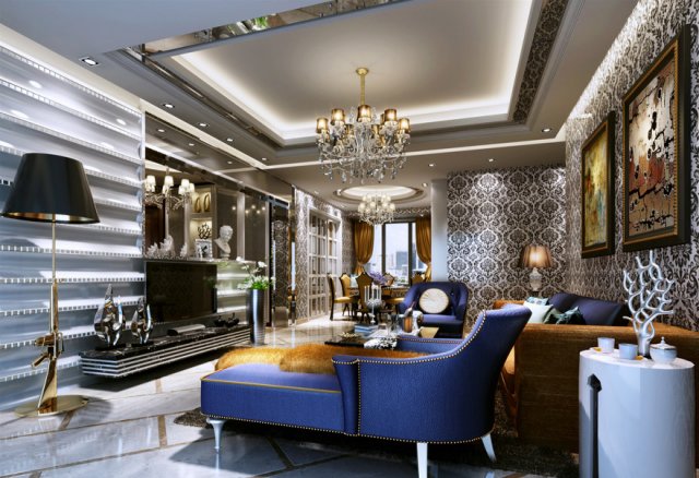stylish luxury home furnishings - living room 6148 3D Model .c4d .max .obj .3ds .fbx .stl .blend 