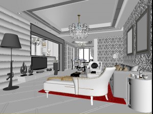 stylish luxury home furnishings - living room 6148 3D Model