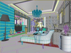 stylish luxury home furnishings - living room 6148 3D Model