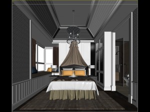luxury luxury home decoration - bedroom 6107 Modello 3D