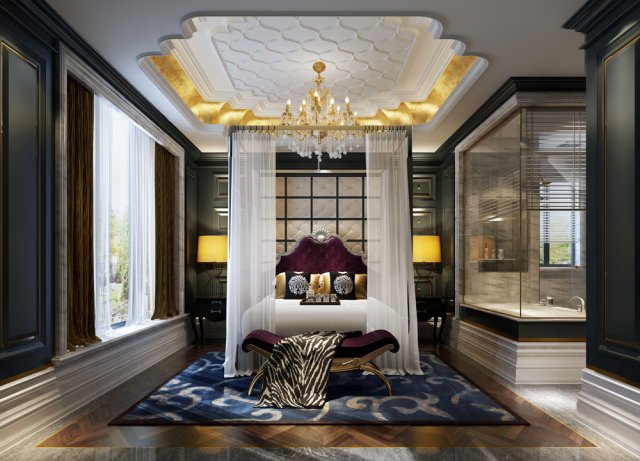 luxury luxury home decoration - bedroom 6108 3D Model .c4d .max .obj .3ds .fbx .stl .blend 