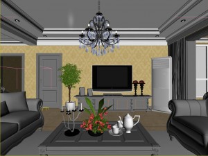 style simple and simple european living room 1707 3D Model