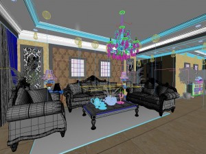 style simple and simple european living room 1707 3D Model