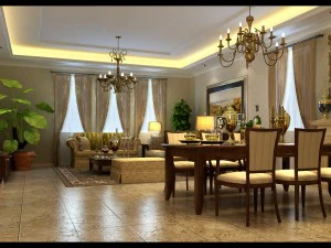 sala de estar sencilla y sencilla de estilo europeo 1711. Modelo 3D