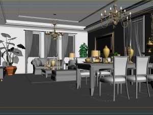 simple and simple european style living room 1711 3D Model