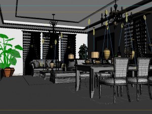 simple and simple european style living room 1711 3D Model