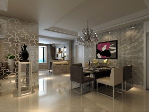 fashionable concise sitting room dining room balcony 1802 Modello 3D