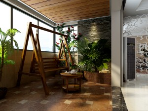 fashionable concise sitting room dining room balcony 1802 Modello 3D