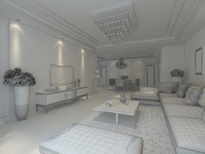fashionable concise sitting room dining room balcony 1802 Modello 3D