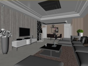 fashionable concise sitting room dining room balcony 1802 Modello 3D