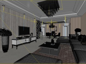 fashionable concise sitting room dining room balcony 1802 Modello 3D