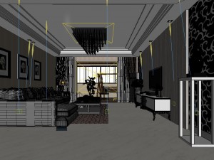 fashionable concise sitting room dining room balcony 1802 Modello 3D