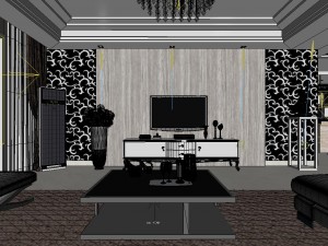fashionable concise sitting room dining room balcony 1802 Modello 3D