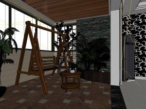 fashionable concise sitting room dining room balcony 1802 Modello 3D