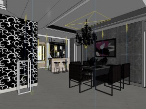 fashionable concise sitting room dining room balcony 1802 Modello 3D