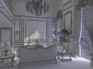 fashionable concise europe double living room 1728 3D Модель