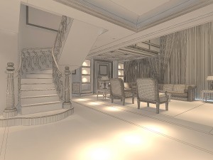 style concise european double living room restaurant 1751 3D 模型