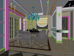 style concise european double living room restaurant 1751 3D 模型