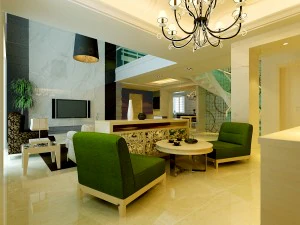 style concise european double living room restaurant 1753 3D Model