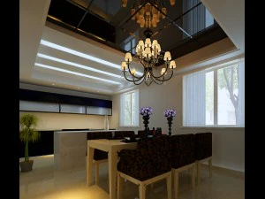 style concise european double living room restaurant 1753 3D Model