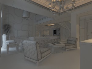 style concise european double living room restaurant 1753 Modelo 3D
