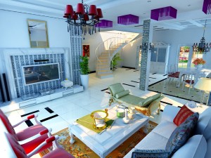 style concise european living room 1703 3D Model