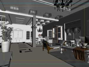style concise european living room 1703 3D Model