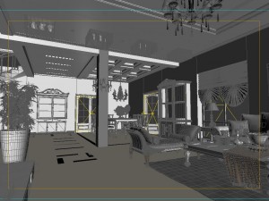 style concise european living room 1703 3D Model