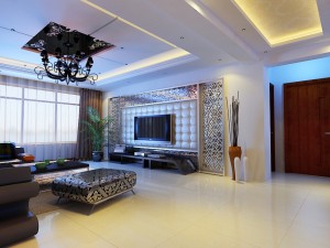 style concise european living room 1704 Model 3D