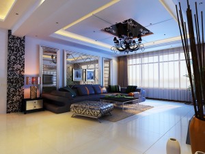 style concise european living room 1704 Model 3D