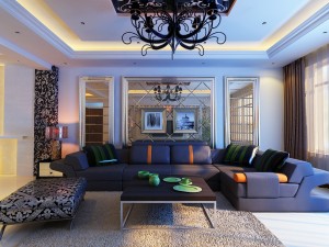 style concise european living room 1704 Model 3D