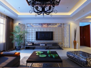 style concise european living room 1704 Model 3D
