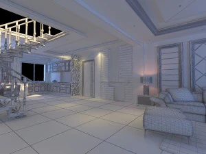 style concise european living room 1704 3D Model