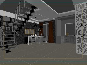 style concise european living room 1704 Model 3D