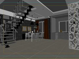 style concise european living room 1704 3D Model