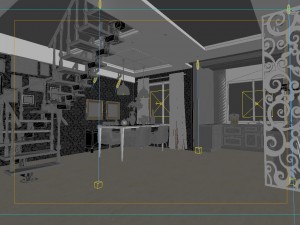 style concise european living room 1704 Model 3D