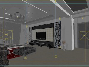 style concise european living room 1704 Model 3D
