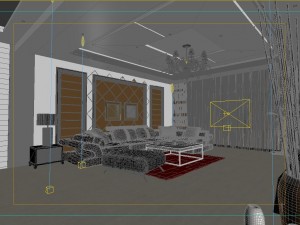 style concise european living room 1704 Model 3D