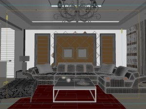 style concise european living room 1704 Model 3D