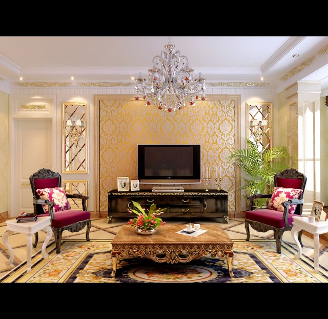 style concise european living room 1705 3Dモデル .c4d .max .obj .3ds .fbx .stl .blend 