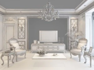 style concise european living room 1705 3D Model