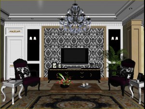 style concise european living room 1705 3Dモデル