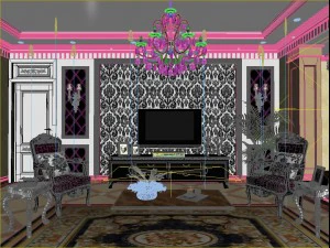style concise european living room 1705 3D Model