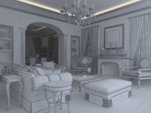 fashionable concise european living room 1713 Modelo 3D