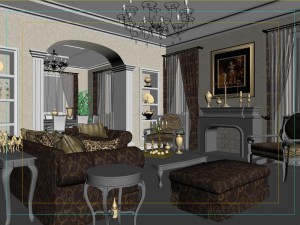fashionable concise european living room 1713 Modelo 3D