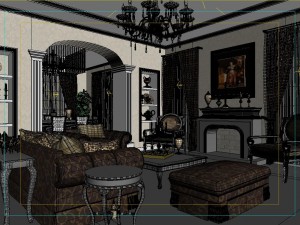 fashionable concise european living room 1713 Modelo 3D