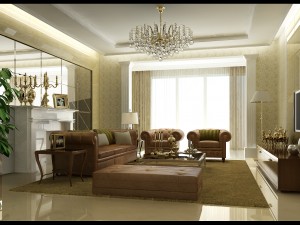 fashionable and concise european living room 1714 3D Model