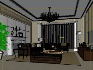 fashionable and concise european living room 1714 3D Model