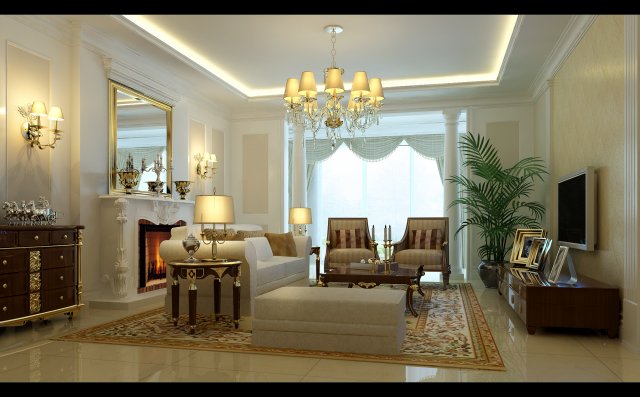 fashionable concise european living room 1716 3D 模型 .c4d .max .obj .3ds .fbx .stl .blend
