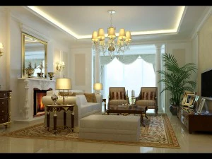 ファッショナブルで簡潔なヨーロッパのリビング ルーム 1716 3Dモデル